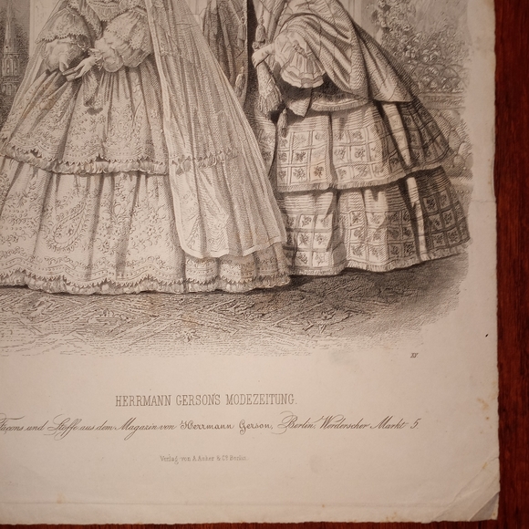 ❌️SOLD❌️Antique 1857 German Fashion Plate Herrmann Gerson's Modezeitung - Picture 7 of 11